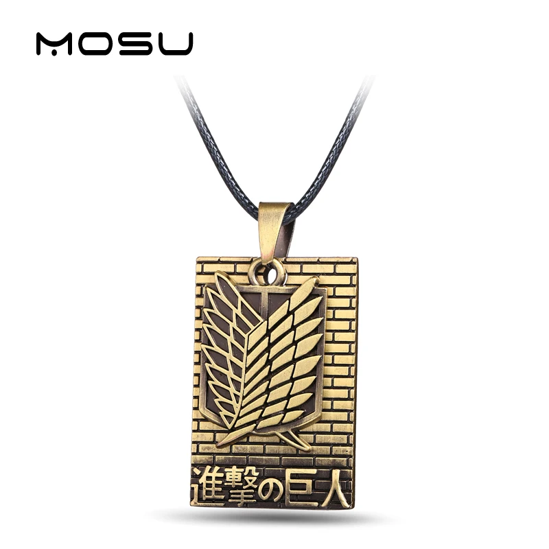 

MOSU Anime Attack on Titan Bronze Metal Necklace Shingeki no Kyojin Cosplay Jewlery Wings of Liberty Pendant Accessories