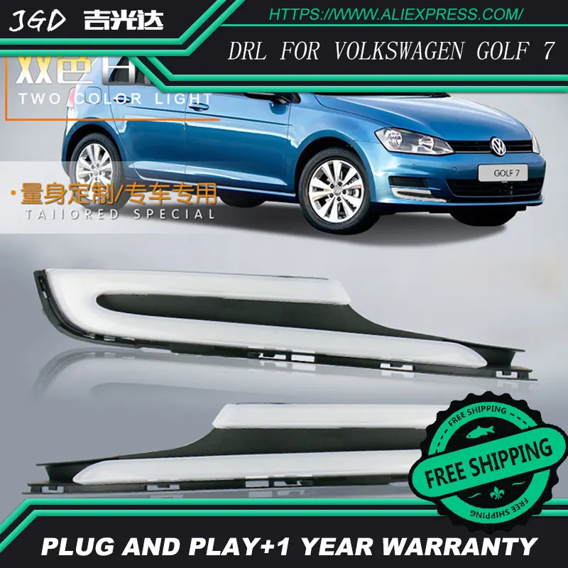 

Free shipping ! 12V 6000k LED DRL Daytime running light for VW Golf 7 2014 2015 2016 fog lamp frame Fog light Car styling