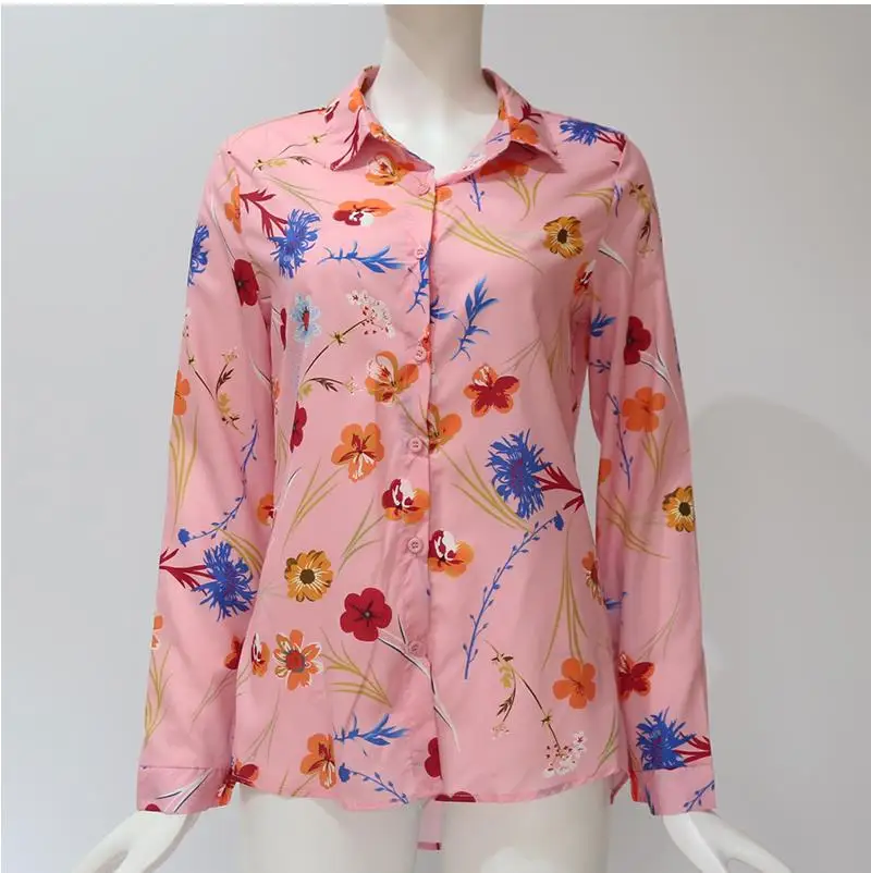 Женская рубашка новые женские Летние Осенние Топы и блузки рубашка размера плюс с длинным рукавом в полоску с принтом женская блузка рубашка