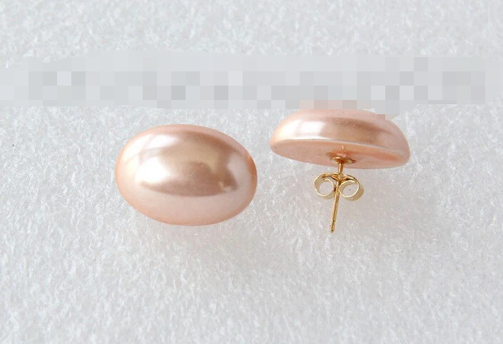 

free shipping 00313 baroque pink south sea shell pearls earrings
