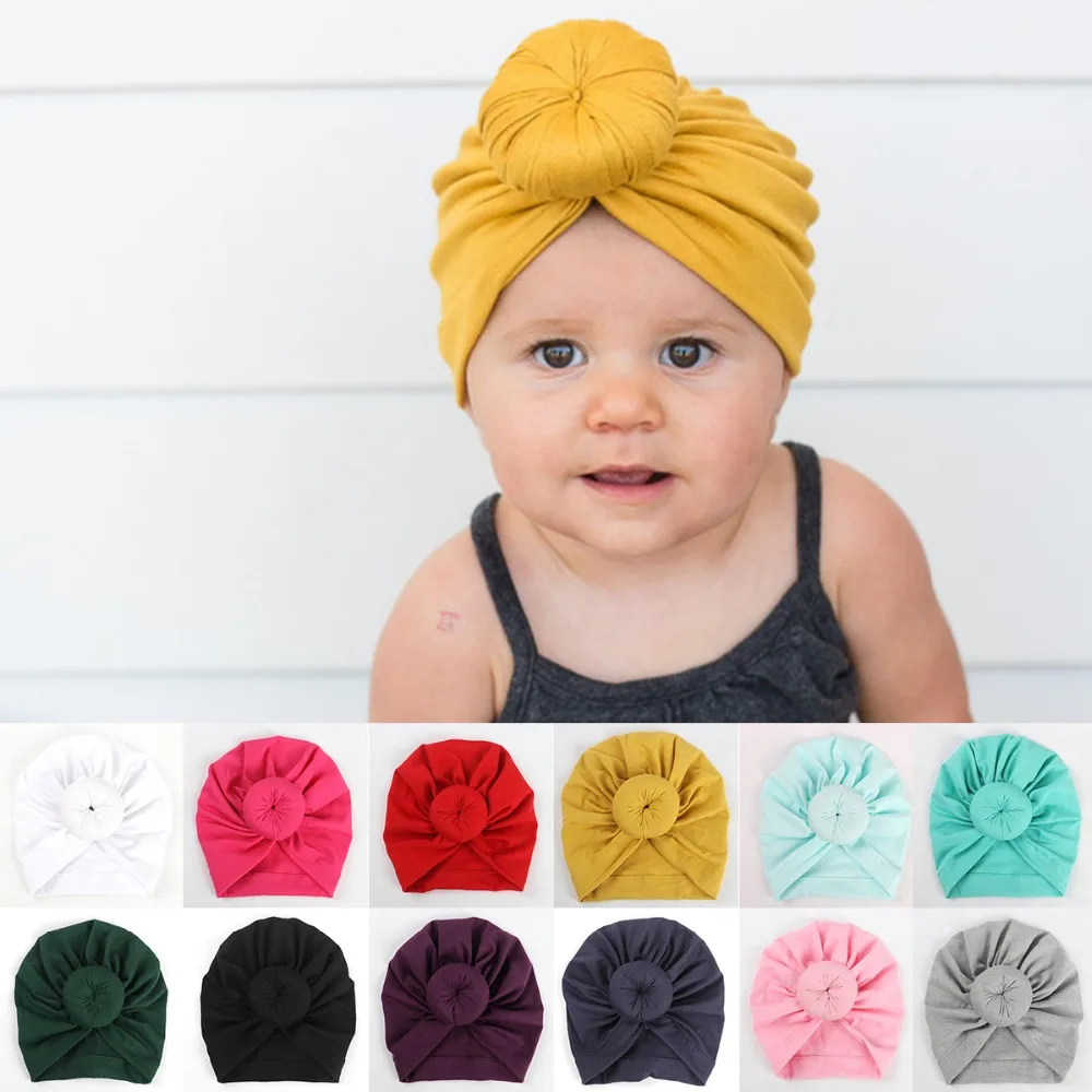 

Fashion Donut Baby Hat Newborn Elastic Cotton Baby Beanie Cap Multicolor Infant Turban Hats 1 PC