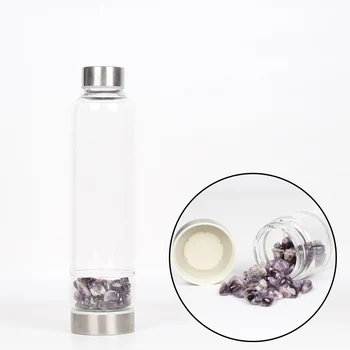 

Creative amethyst Natural Quartz Crystal Glass Water Bottle Gravel Irregular Stone Cup Point Wand Healing Hydrotherapy Cup