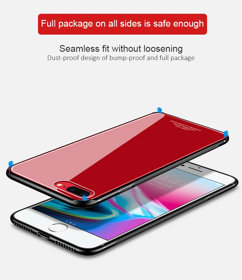 Tempered Glass For Iphone XS Max XR X 8 7 Plus Solid Color Luxury Case Cover Soft TPU Edge Case For Iphone 7 6S 6 Coque