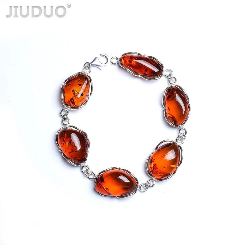 

Amber bracelet female natural authentic amber flower beeswax amber bracelet single lap Genuine luxury JIUDUO jewelry