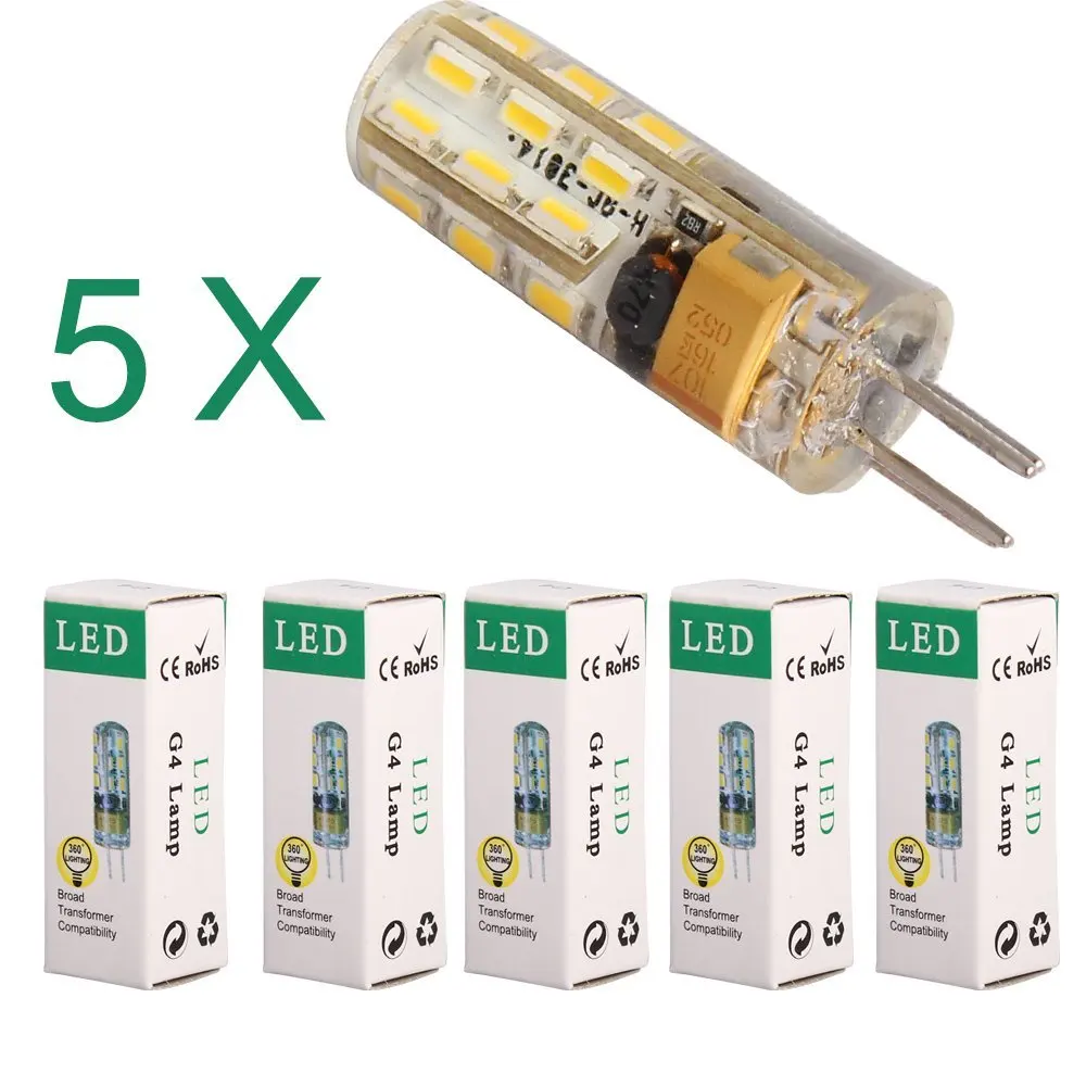 5 шт. G4 1,5 W 3014 smd 24 130 LM теплый белый/холодный белый кукурузные лампы DC 12 V точечная лампа g4 led 360 энергосберегающая