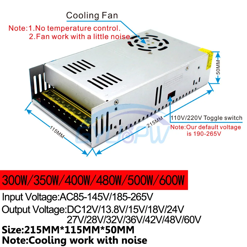 Источник питания постоянного тока 12 В 13,8 В 15 в 18 в 24 в 28 в 30 в 32 в 36 в 42 в 48 в 60 в 300 Вт 350 Вт 400 Вт 480 Вт 500 Вт 600 Вт 720 Вт вт 800 Вт 1000 Вт 1200 Вт 1500 Вт SMPS