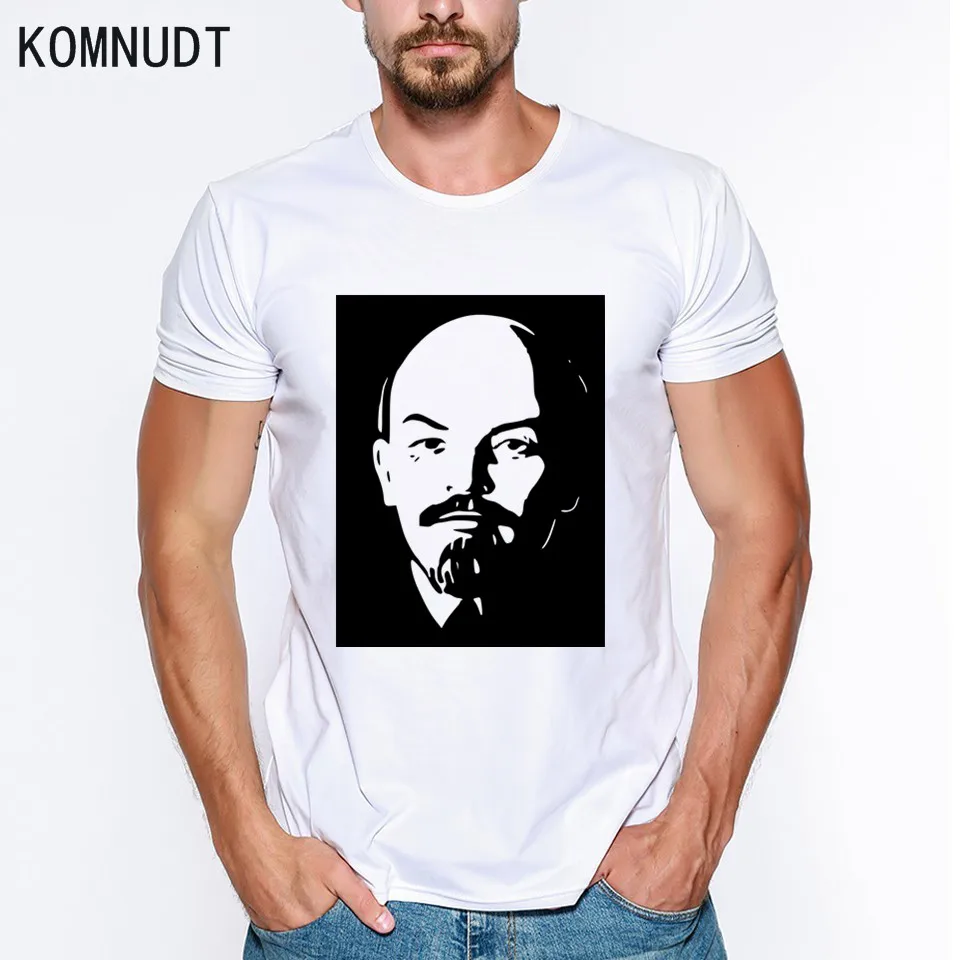 Komnudt известный бренд футболки Для мужчин Ленина Футболка с принтом букв мужской