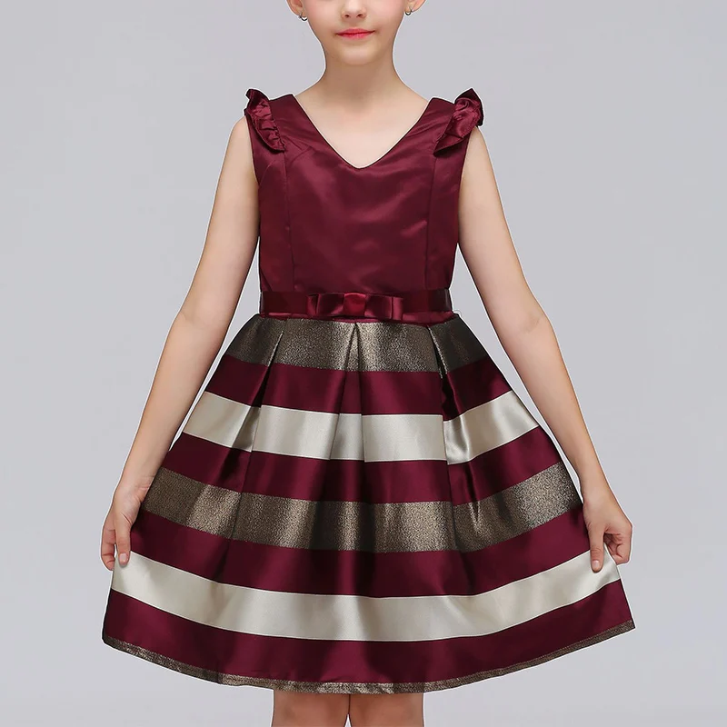 Baby Girls Striped Dress Kids Floral Princess Flower Tutu Dresses for Wedding Party Events Wear BM88