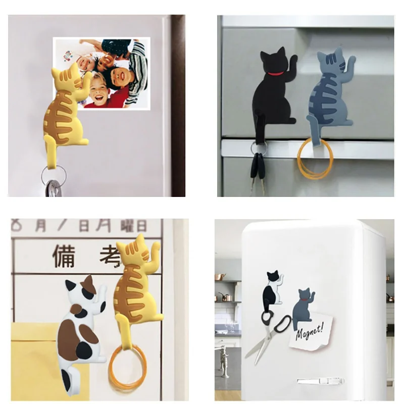 

Multifunctional Cartoon Cat Fridge Magnet Hook Refrigerator Sticker Creative Hooks For Light Gadget Home Decorations