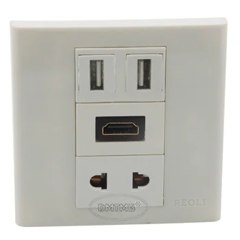 

Dual USB HDMI and AC power wall plate with back female to female connector