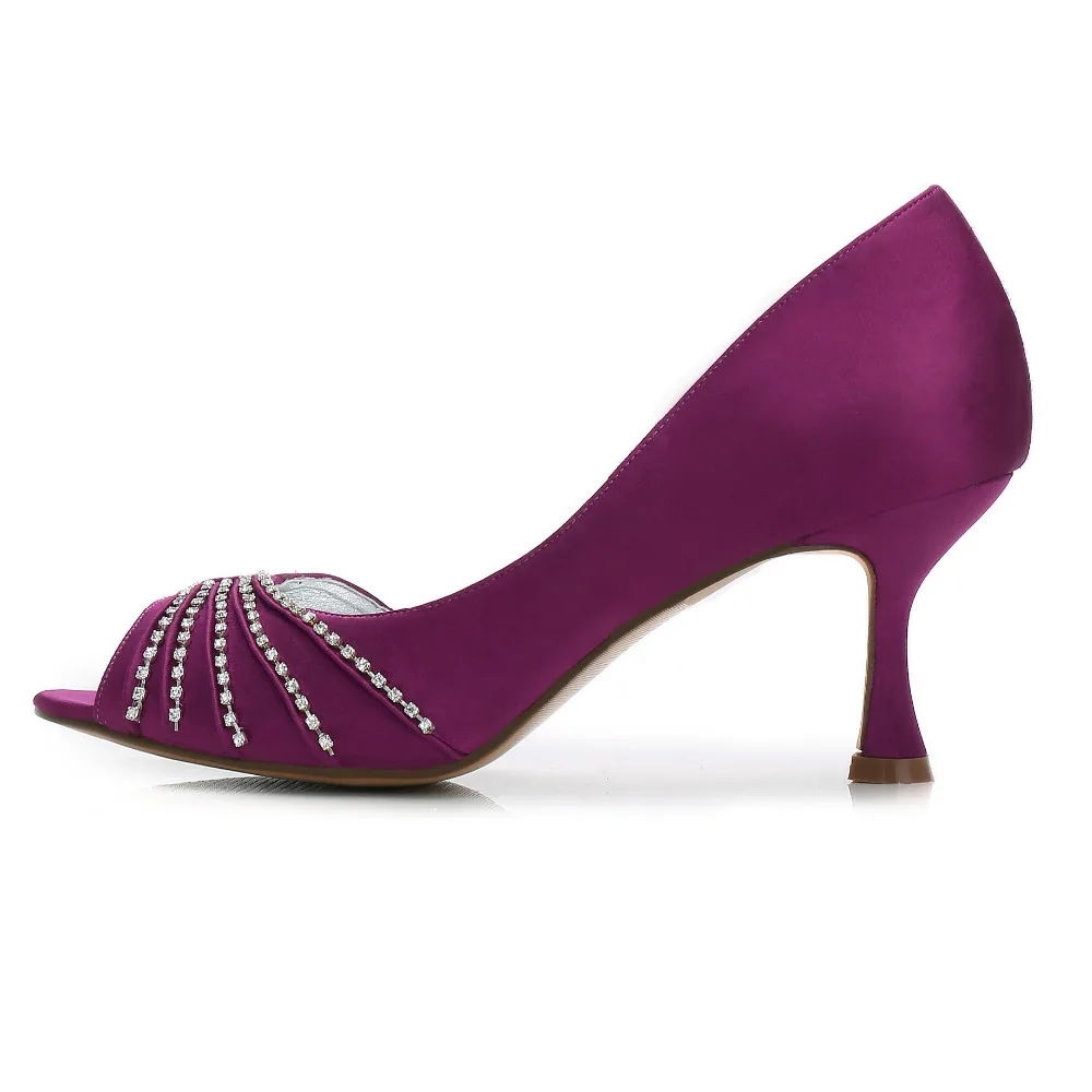 Creativesugar d'orsay с открытым носком сбоку атласные туфли плиссированные стразы леди Обувь на высоком каблуке вечерние свадебные туфли элегантные женские туфли-лодочки