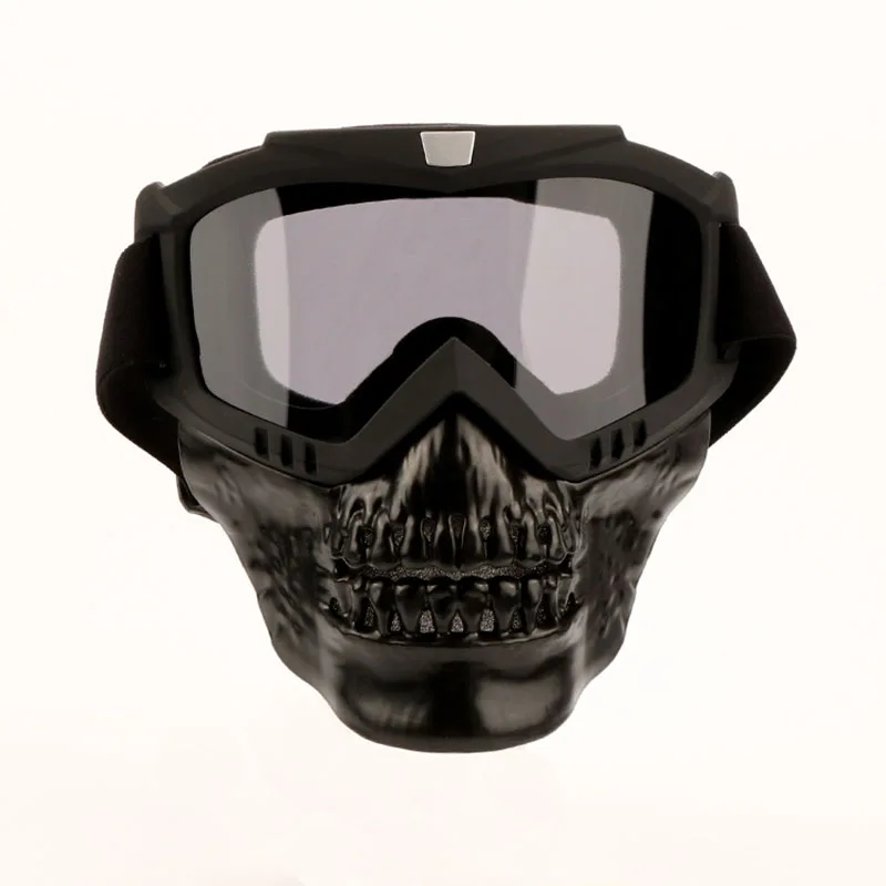gray lens Защитные очки с черепом, маска для лица, спортивные, для езды на мотоцикле, тактические очки, маски, ветрозащитные, пылезащитные, съемные очки, маска - Цвет: gray lens