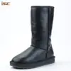 INOE Classic Women Waterproof Knee High Sheepskin Leather Winter Boots Shearling Wool Fur Lined Snow Boots Keep Warm Shoes Black ► Photo 1/6