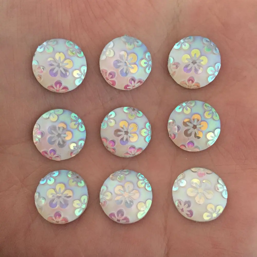 

AB Round Resin 150PCS 12mm flower Flatback Wedding decoration buttons diy craft D444*5