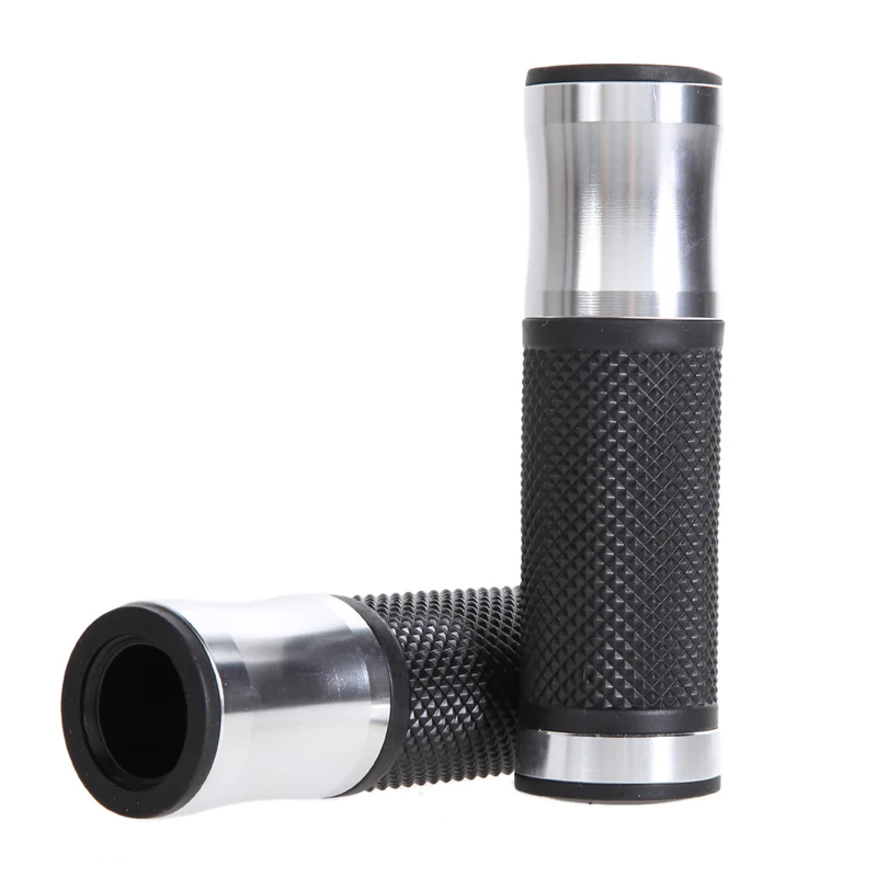 

2pcs/pair Silver Motorcycle Aluminum Rubber Gel Hand Grips for 7/8" Handle Bar Bikes Motocross Moto Grip Pit