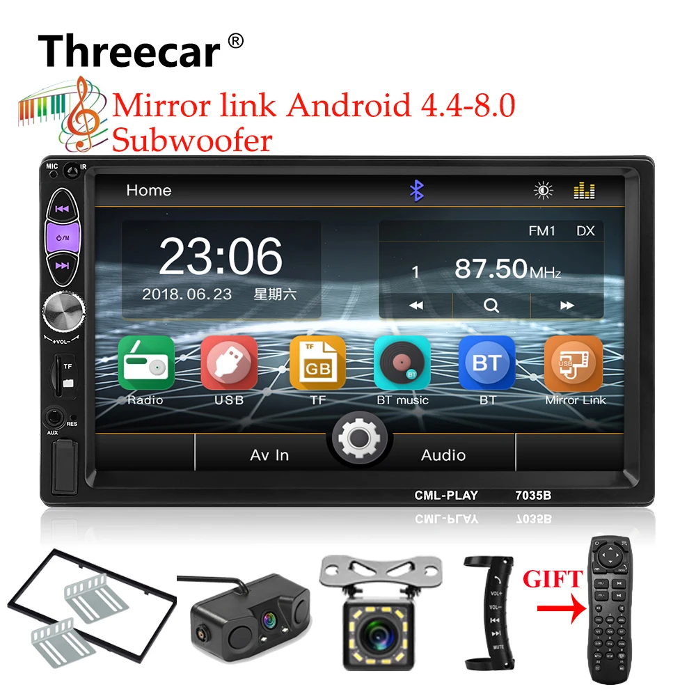mirror link Android 8 0 car radio 2din MP5 player subwoofer Bluetooth handsfree FM USB rearview