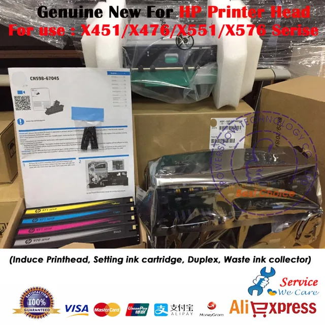 Original New Printhead CN598 67045 With Ink Seting cartridge and duplexer assembly For HP 970