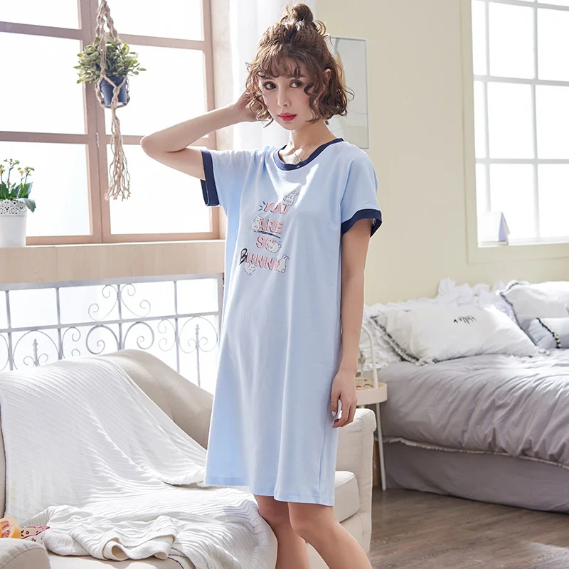 Plus Size M 4XL Summer Sexy Cotton Cute Rabbit Sleepwear Nightgown