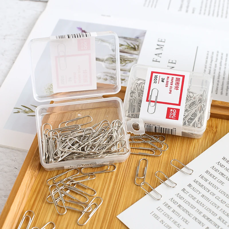 

100 pcs/box clip office supplies paper clips binding stationery multi-purpose thickened folder safe U-shaped needle