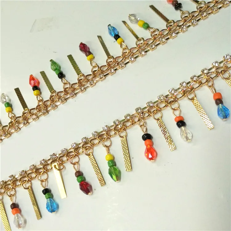 

Handmade beaded chain fringe trim, 3cm wide, 1yard/color, accept custom make order