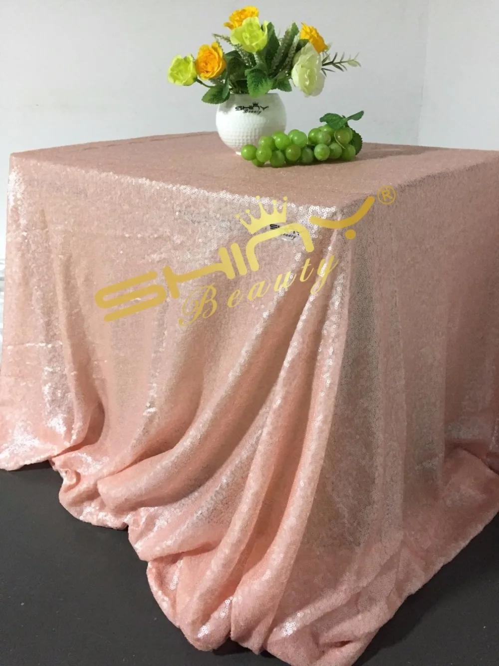 ShinyBeauty 150x260 см прямоугольная розовая скатерть с блестками 60x102in для