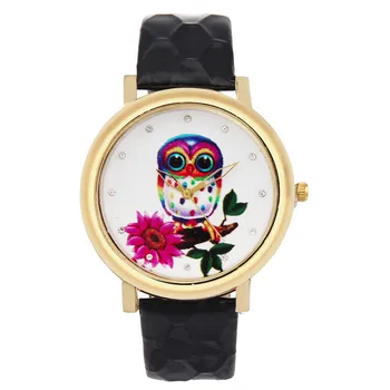 

New Hot Selling Fashion Owl Shoes Pattern PU Leather Band Analog Quartz Vogue Watches relogio feminino mujer Well