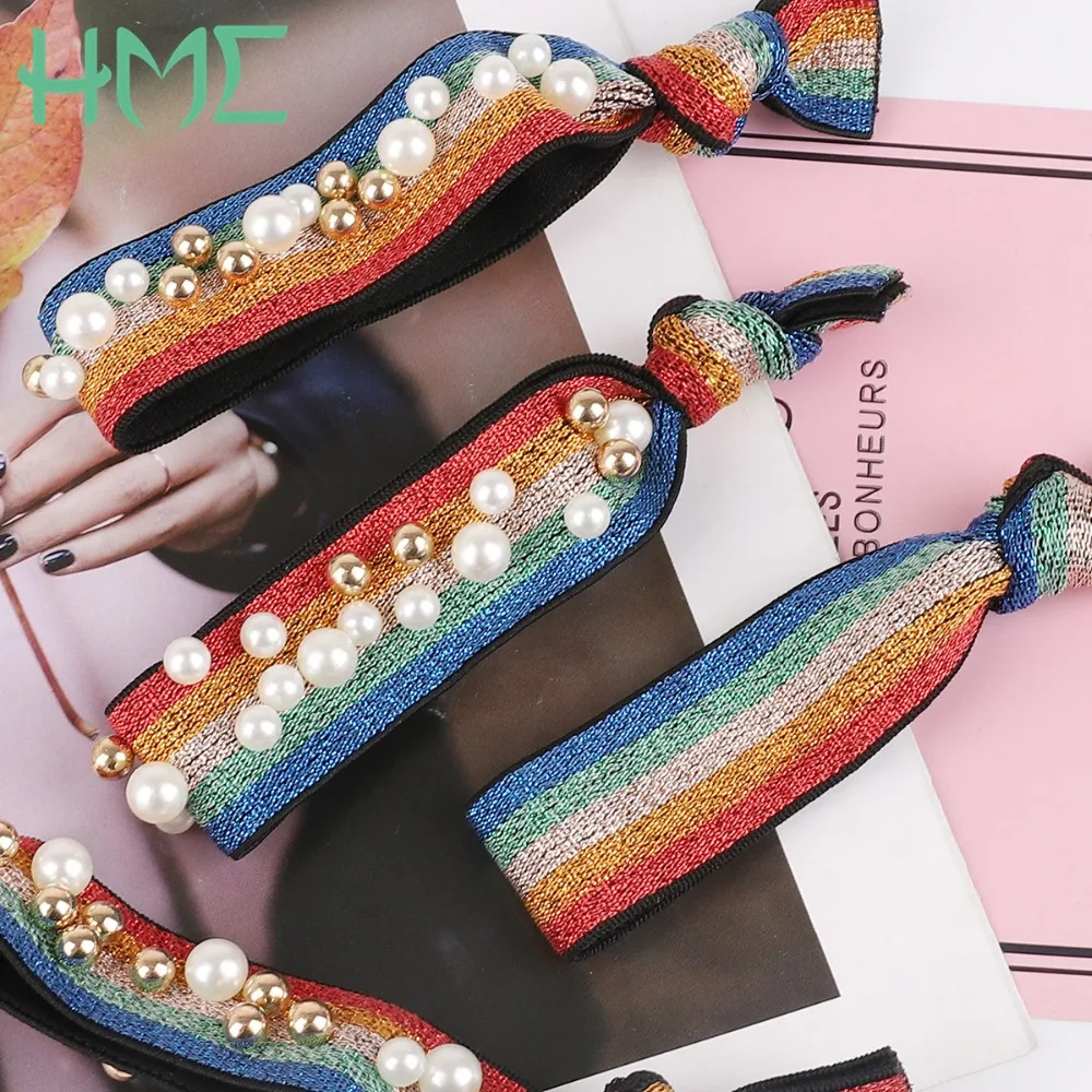 Beaded Color Bright Line Hair Rope Ball Head Rope Rubber Band Elastic