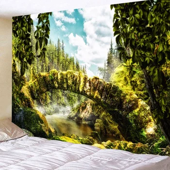 

Tapestry gpsychedelic Wall Hanging Green Tree Tapestry Landscape Printing For Home Deco Wall Decor Large Size Cheap Hippie