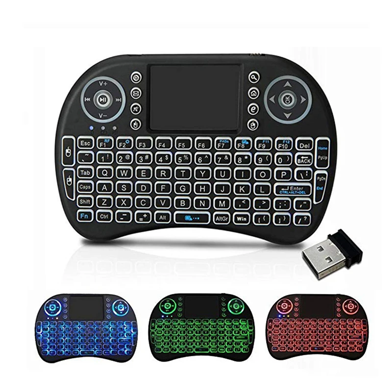 Беспроводная Клавиатура 2 4 ГГц Air Mouse Touchpad мини клавиатура с подсветкой для Android TV