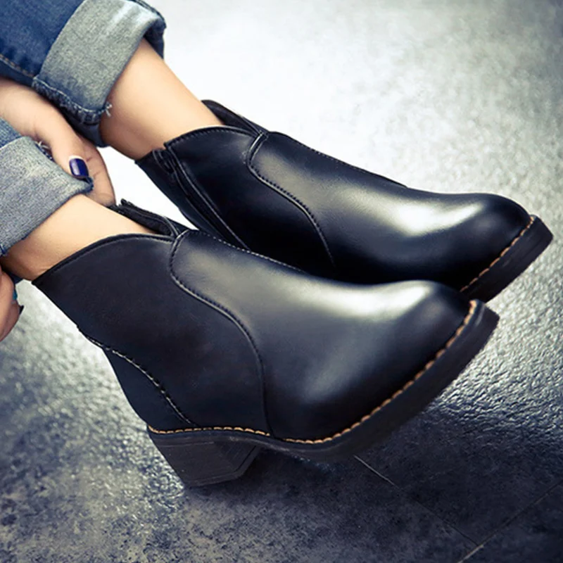 online Ankle boots com zíper curto designer de botas de neve de pelúcia para as meninas aumentar resistente ao desgaste bota calcanhar quadrado 2018 notícias inverno