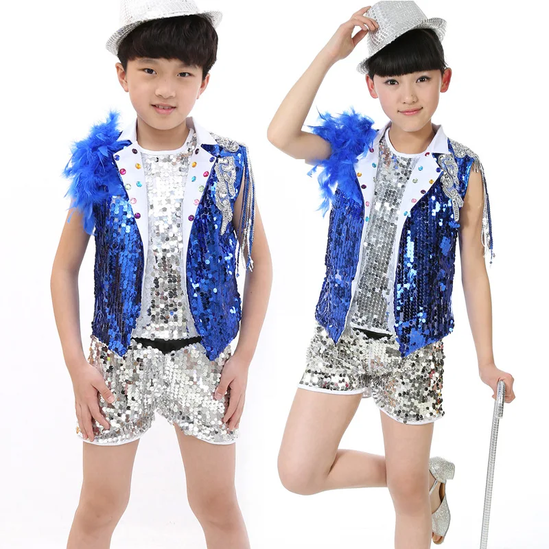 Новинка 2017 детские танцевальные платья с блестками для джазовых шоу костюм