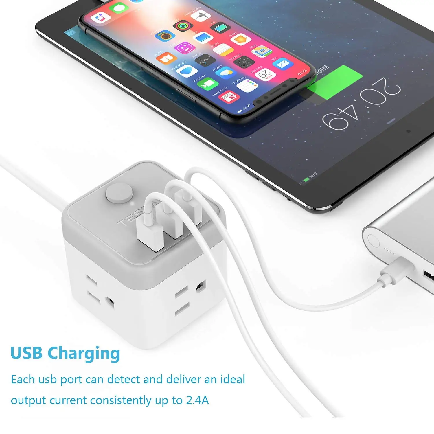 Портативный мини удлинитель Tessan с 3 USB выключателями зарядная станция розетками
