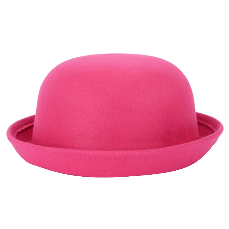 Коллекция года, весенне-осенняя женская шляпа, классическая шляпа, Femme, имитация шерсти, шапка, шапки, милая однотонная черная шляпа-котелок для девочек