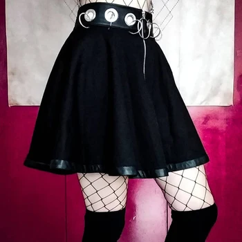 

Black Harajuku Punk Rock Gothic Summer Women Skirts Hight Waist Zipper Skirt A-Line Mini Skirt for Female Dance Clubwear SJ1308V