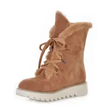 Женская обувь высокого качества женские ботинки зимние сапоги модные и теплые сапоги до середины икры г. Новые Осенние удобные теплые ботинки на плоской подошве на шнуровке X50