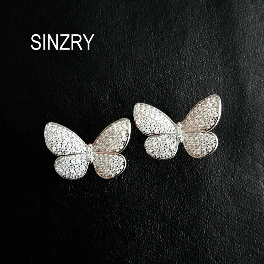 SINZRY корейские серьги-гвоздики с кубическим цирконием и бабочкой, отличные женские ювелирные изделия оптом