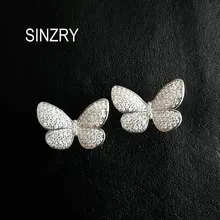 SINZRY корейские серьги-гвоздики с кубическим цирконием и бабочкой, отличные женские ювелирные изделия оптом