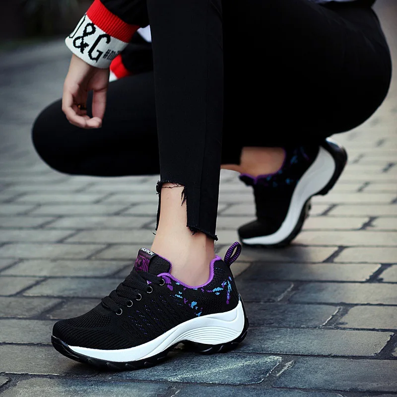 SWYIVY Wedge Shoes For Women Sneakers Chunky Swing Shoes Woman Sneakers Platform Toning Sport Shoe Lady Snikers For Women