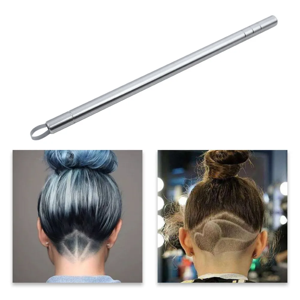 Hairstyle Design Pen Razor Hair Tattoo Trim Mustache Face Eyebrow Styling Stainless Steel Razor Pen + Tweezers + 10 blades for Men Women (6)