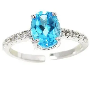 

Per jewelry Natural real blue topaz ring Lady rings Free shipping 925 sterling silver Fine gems jewelry 1.6CT gemstone #X99186