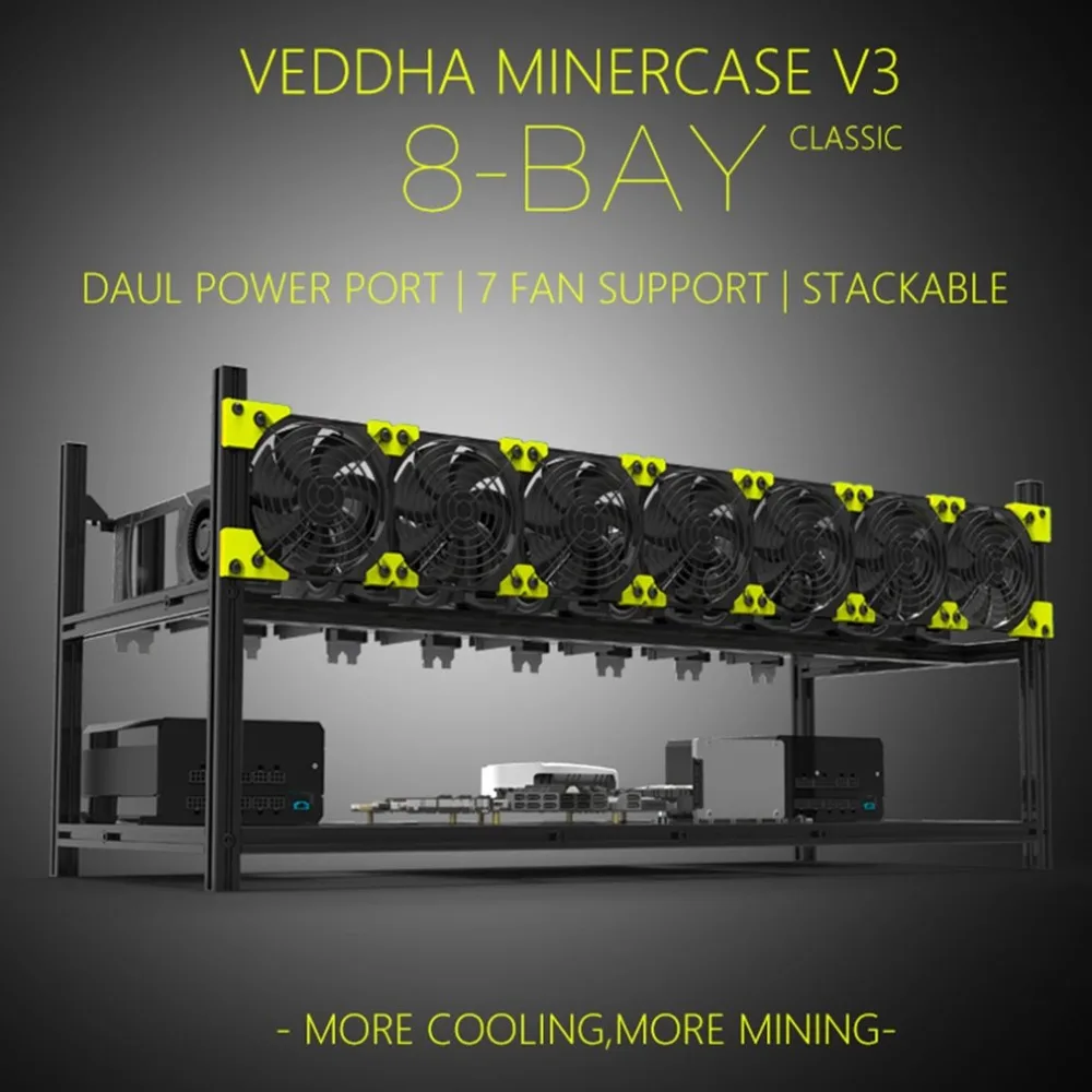 Professional Veddha V3C8 GPU Mining Rig Aluminum Alloy Stackable Case Up To 8 GPU Open Air Frame Rack Bracket Professional Veddha V3C8 GPU Mining Rig Aluminum Alloy Stackable Case Up To 8 GPU Open Air Frame Rack Bracket