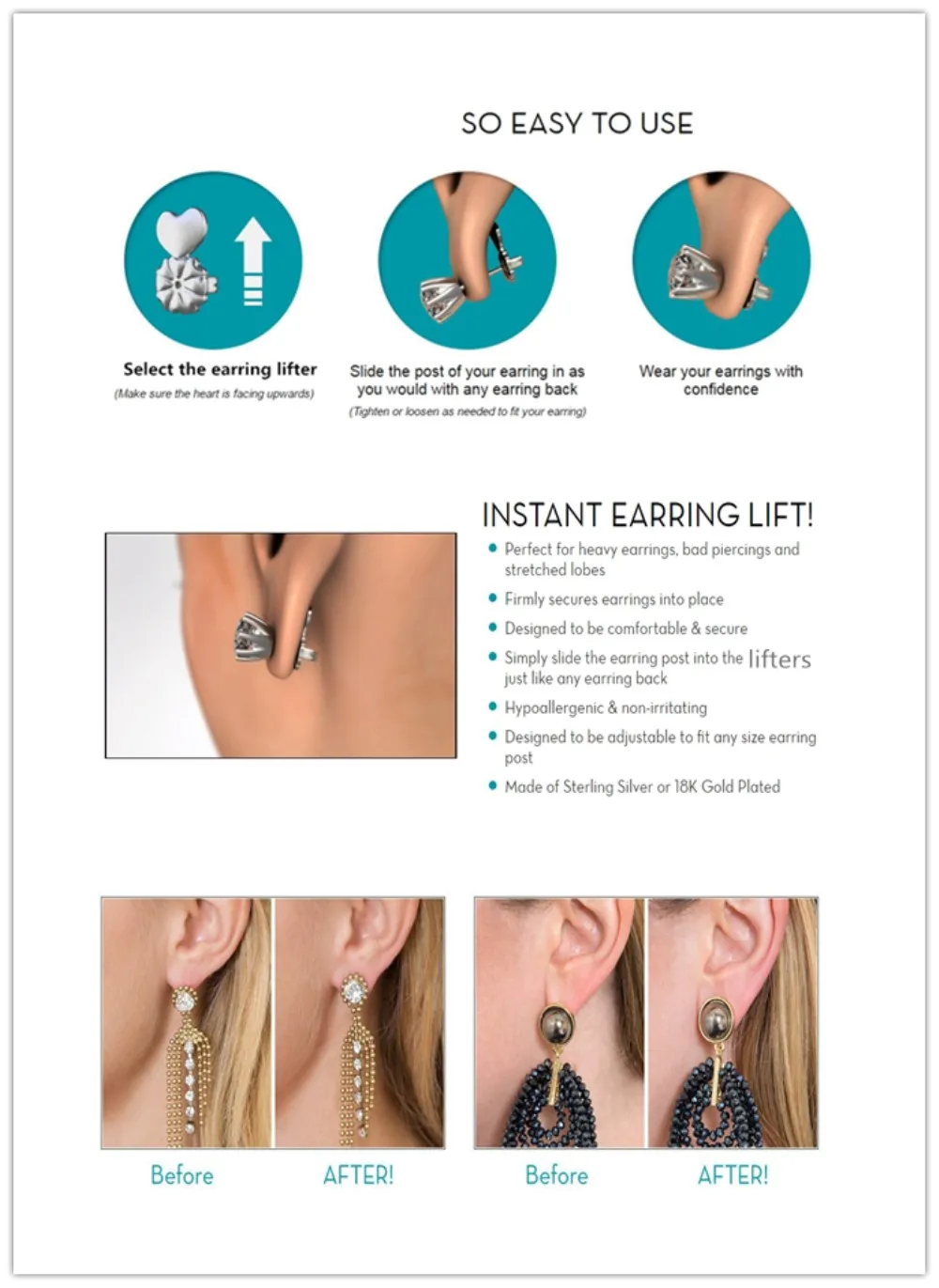 Instant earring lift-instruction