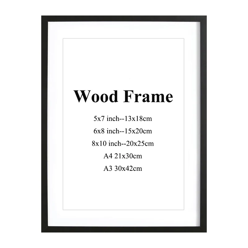 

Nature Solid Simple Wooden Frame A4 A3 Black White Pink Color Picture Photo Frame with Mats for Wall Mounting Hardware Included