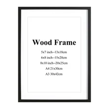 Cadre Photo en bois naturel solide, Simple, A4 A3, noir, blanc, rose, avec tapis pour montage mural, matériel inclus