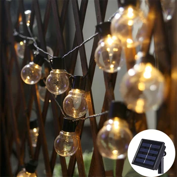 Zonne-energie 10/20/30 LED G50 Clear Ball String Lights Solar Tuin Achtertuin Vakantie Wedding Party Kerst globe Lamp Licht