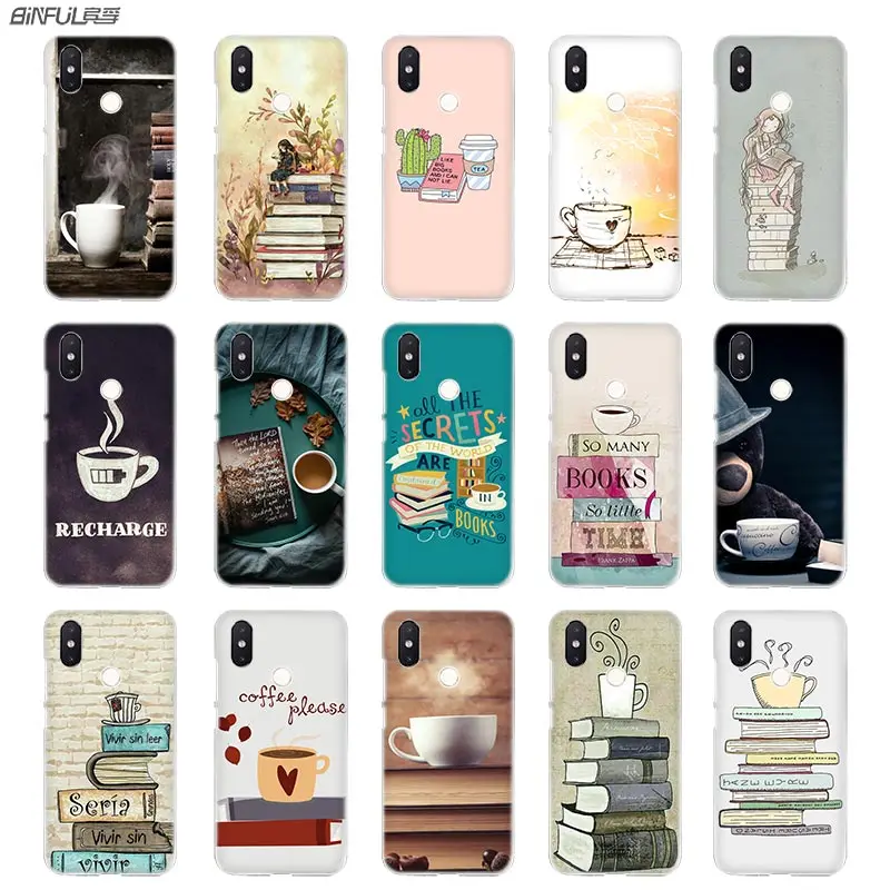 

BinFul Books Coffee Transparent Hard phone case cover for Xiaomi mi Redmi Note 5 4 3 4X 5A Plus 6 Pro 64g S2