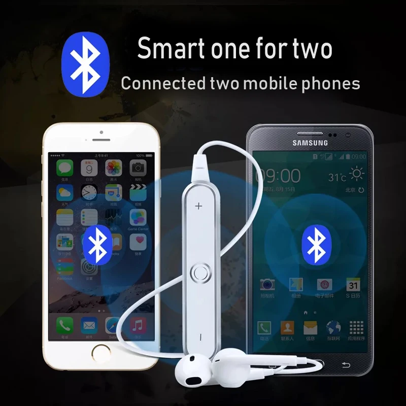 YUNAO S6 беспроводные bluetooth-наушники ln-ear Наушники Беспроводные+ проводные с микрофоном Спортивные Bluetooth наушники для мобильных телефонов