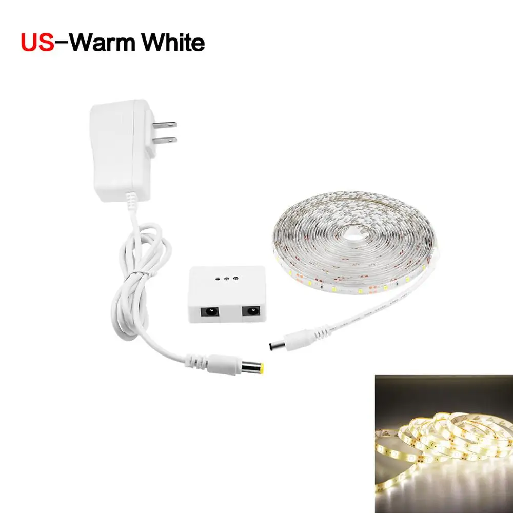 220V 110V Dimmable Switch Hand Sweep Motion Sensor Night light DC12V LED Strip DIY kitchen Bedroom lamp Decoration Illumination - Испускаемый цвет: Warm White-US Plug