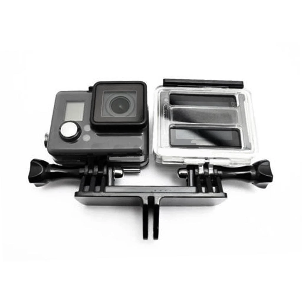 New Double Dual Bracket Tripod Holder Professional Sport Camera Handle with Screw Mount Adapter for Gopro Hero 6/5/4/3+/3/2/1