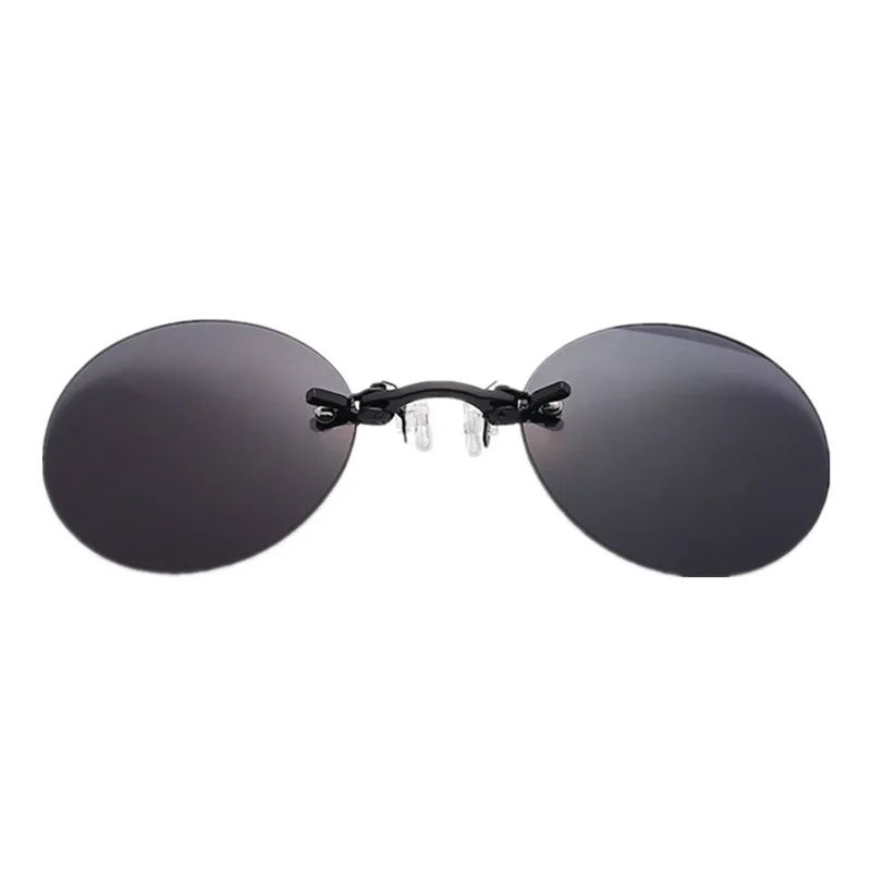 Мужские солнцезащитные очки с клипсой на носу, винтажные Мини Круглые Солнцезащитные очки Hacker Empire Matrix Morpheus, солнцезащитные очки без оправы UV400